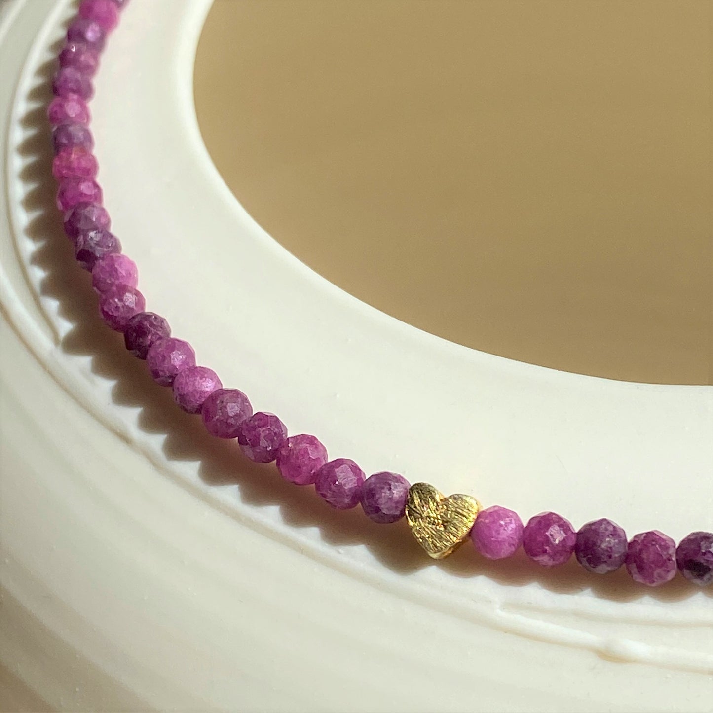 Damen Halskette Rubin mit Gold Herz