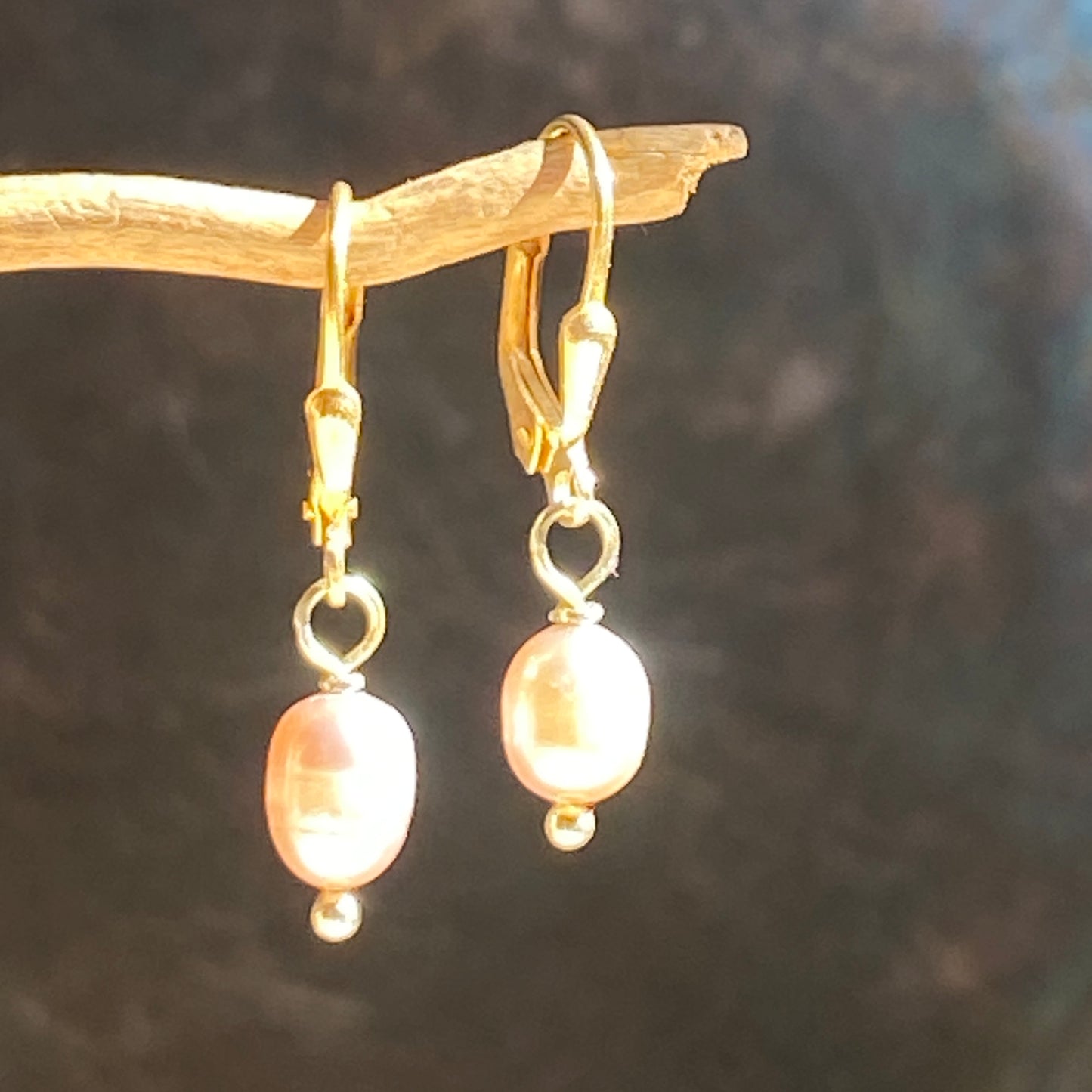 Goldene Perlen Ohrringe | Rosé