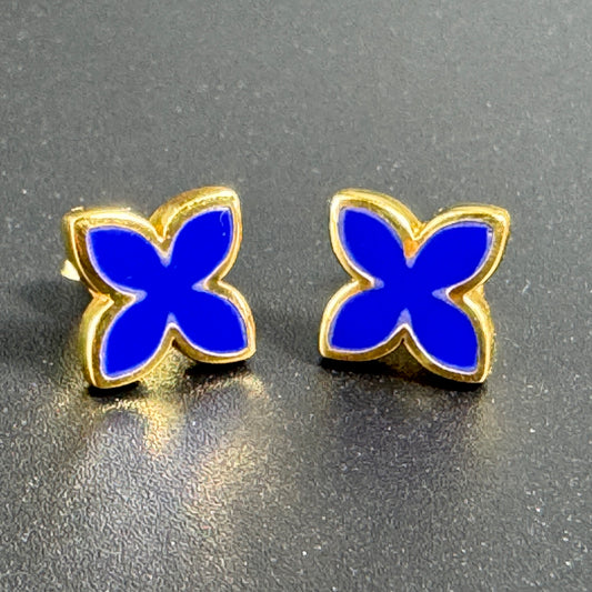 Lapis Lazuli Ohrstecker aus vergoldetem Sterlingsilber – Kleeblatt Design