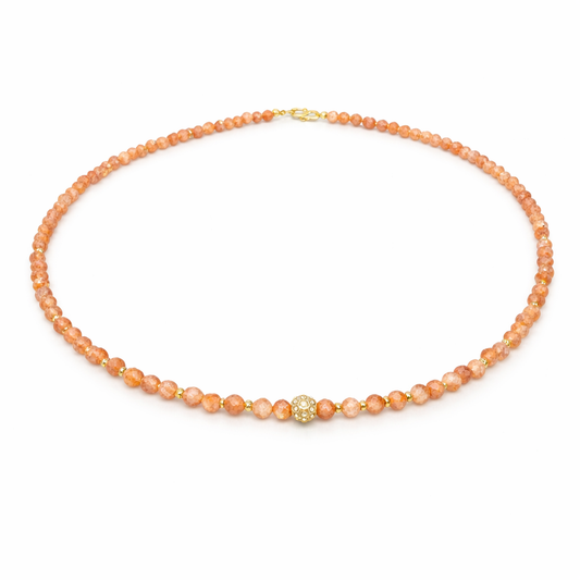 Sonnenstein Kette – facettierte Premium-Perlen & 925 Silber vergoldet